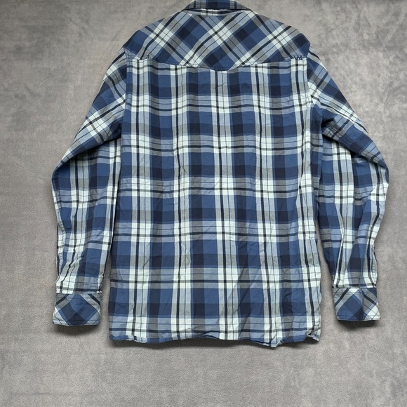5.11 Tactical Shirt Mens Medium Blue White Plaid Long Sleeve Snap Button Western - Picture 3 of 6
